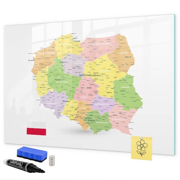 Mágneses felíró tábla Interaktív Lengyelország térkép személyre szabáshoz