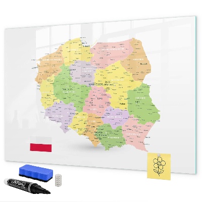 Mágneses felíró tábla Interaktív Lengyelország térkép személyre szabáshoz