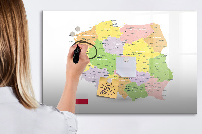 Mágneses felíró tábla Interaktív Lengyelország térkép személyre szabáshoz
