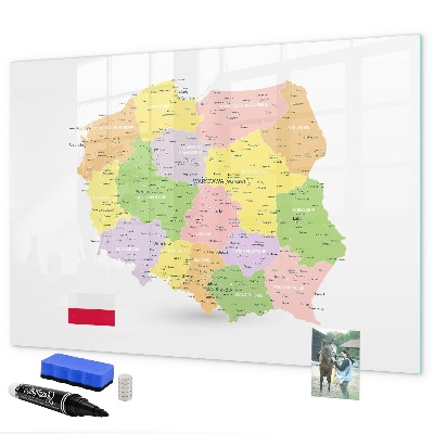 Mágneses felíró tábla Interaktív Lengyelország térkép személyre szabáshoz
