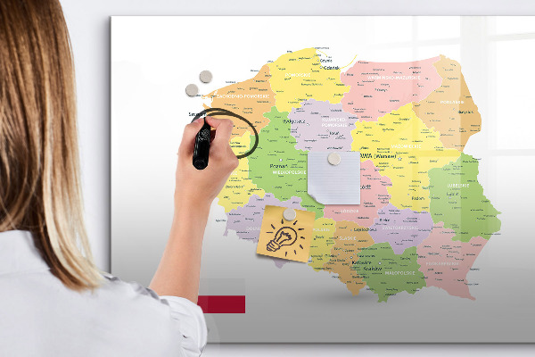 Mágneses felíró tábla Interaktív Lengyelország térkép személyre szabáshoz