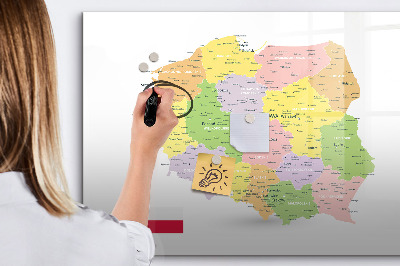 Mágneses felíró tábla Interaktív Lengyelország térkép személyre szabáshoz