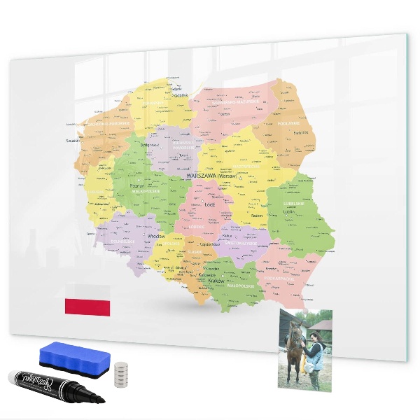 Mágneses felíró tábla Interaktív Lengyelország térkép személyre szabáshoz