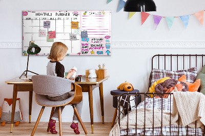 Mágneses felíró tábla Havi tervező fotóknak is elegendő hellyel
