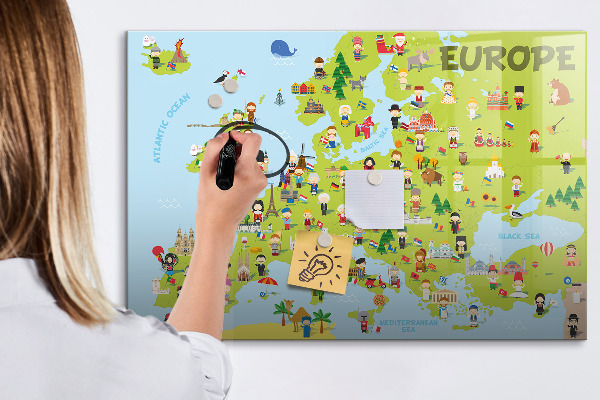 Törölhető mágneses tábla Interaktív európai térkép az utazások megjelöléséhez