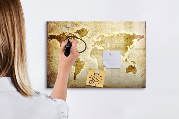 Mágneses felíró tábla Világtérkép személyes emlékekkel