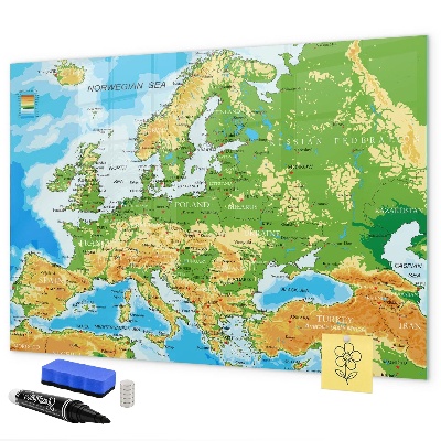 Törölhető mágneses tábla Európa térképe a személyes emlékeknek