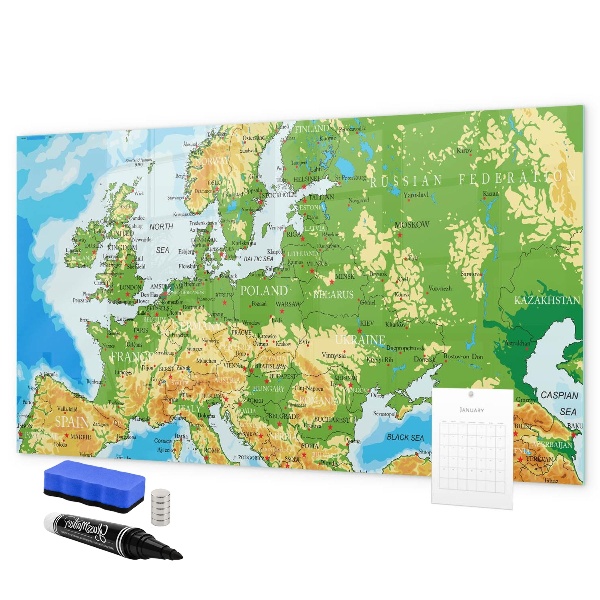 Törölhető mágneses tábla Európa térképe a személyes emlékeknek
