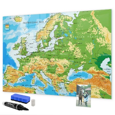 Törölhető mágneses tábla Európa térképe a személyes emlékeknek