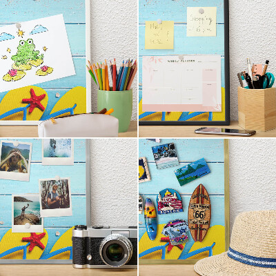 Dekoratív fali mágnestábla fekete keret Üdülőpart