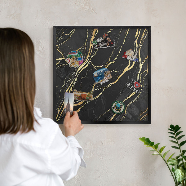 Dekoratív fali mágnestábla fekete keret Luxus hullámok