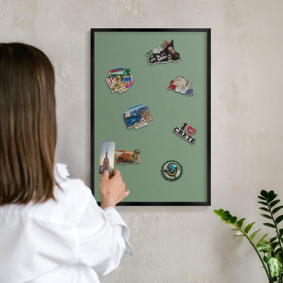 Dekoratív fali mágnestábla fekete keret Tompa zöld
