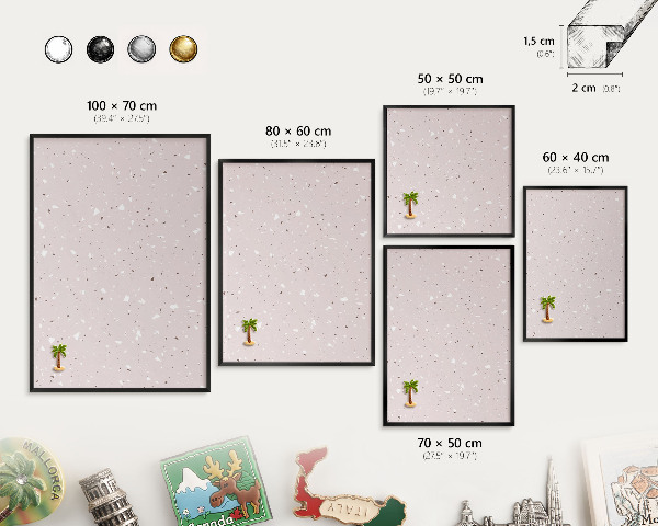 Mágneses tábla emlék mágneseknek fekete keretben Modern terrazzo