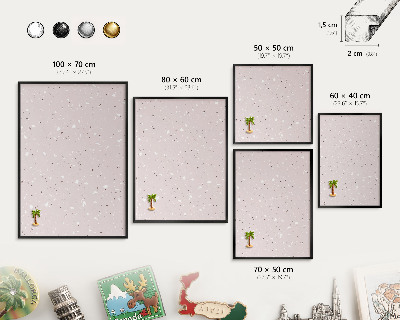 Mágneses tábla emlék mágneseknek fekete keretben Modern terrazzo