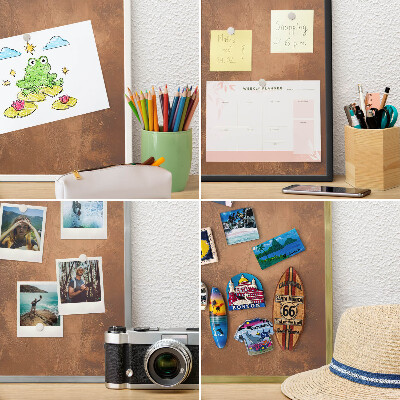 Dekoratív fali mágnestábla fekete keret Barna textúra