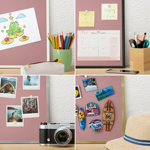 Dekoratív fali mágnestábla fekete keret Pasztell poros rózsaszín
