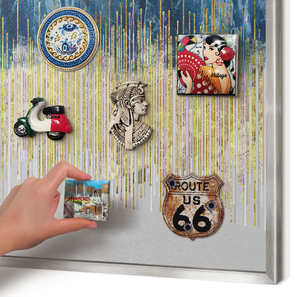 Tábla nyaralási mágneseknek ezüst keret Absztrakt erdő