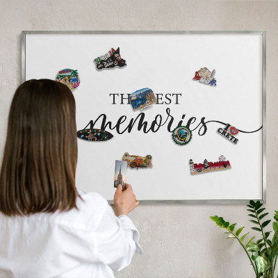 Tábla nyaralási mágneseknek ezüst keret Inspiráló emlékek