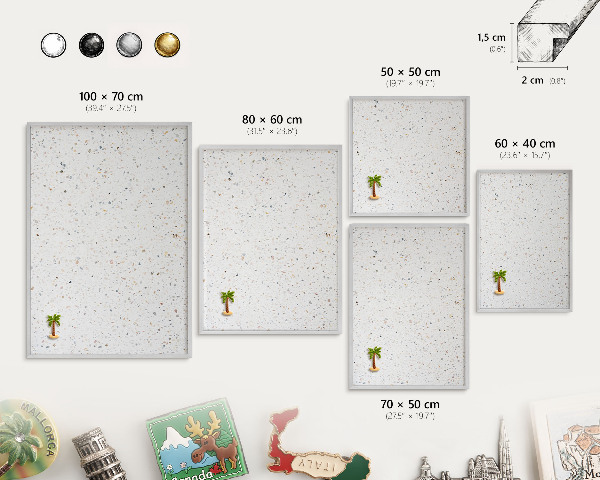Tábla nyaralási mágneseknek ezüst keret Terrazzo minta