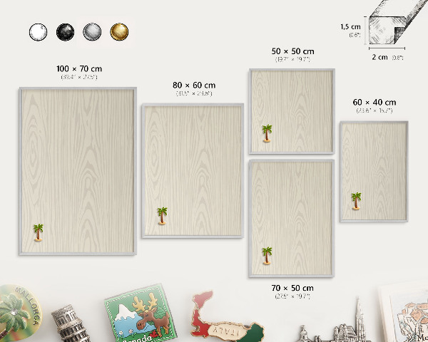 Tábla nyaralási mágneseknek ezüst keret Fa gyűrűk