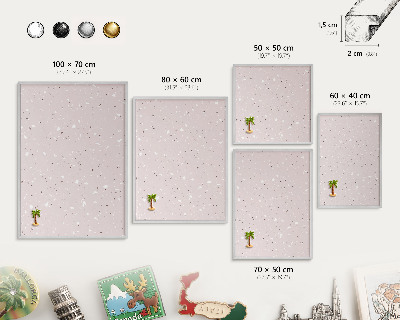 Keretes fém mágnestábla ezüst színben Modern terrazzo