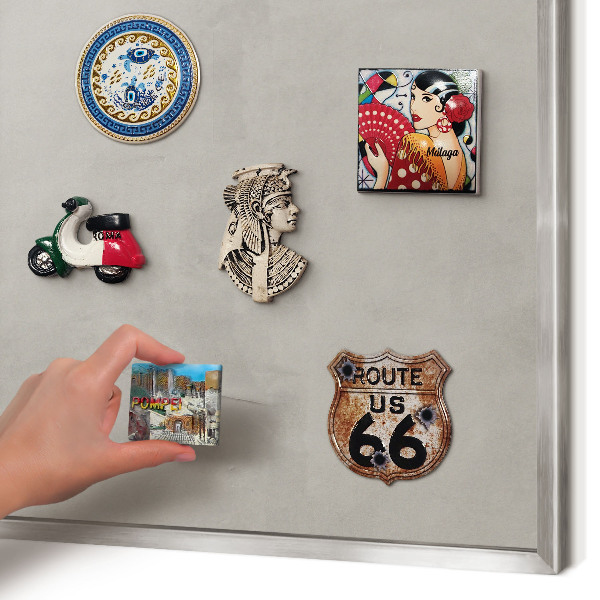 Tábla nyaralási mágneseknek ezüst keret Szürke háttér