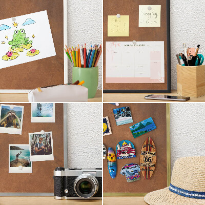 Keretes fém mágnestábla ezüst színben Barna textúra
