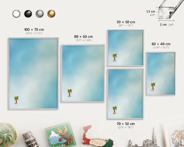 Keretes fém mágnestábla ezüst színben Kék ég