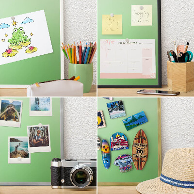 Keretes fém mágnestábla ezüst színben Zöld harmónia
