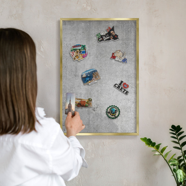Keretes mágneses tábla arany színben Beton minimalizmus