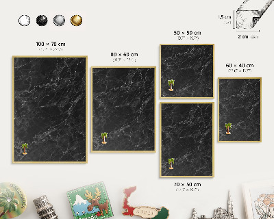 Dekoratív fali mágnestábla arany keret Fekete márvány
