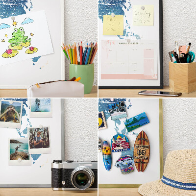 Keretes mágneses tábla arany színben Akvarell térkép