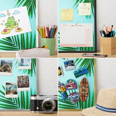 Dekoratív fali mágnestábla arany keret Zöld levelek