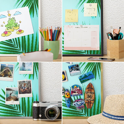 Dekoratív fali mágnestábla arany keret Zöld levelek