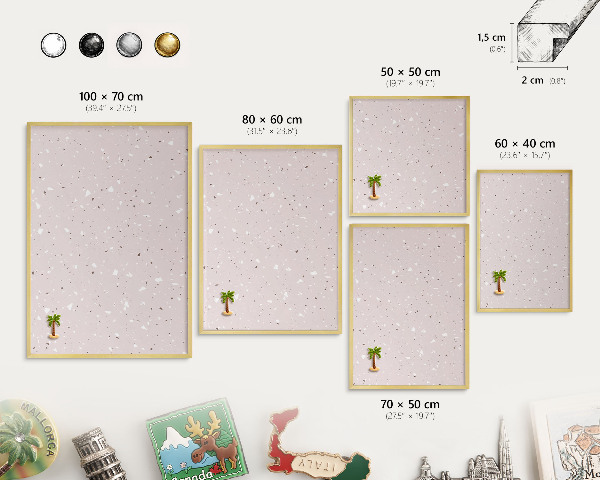 Keretes mágneses tábla arany színben Modern terrazzo