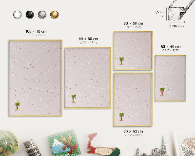 Keretes mágneses tábla arany színben Modern terrazzo