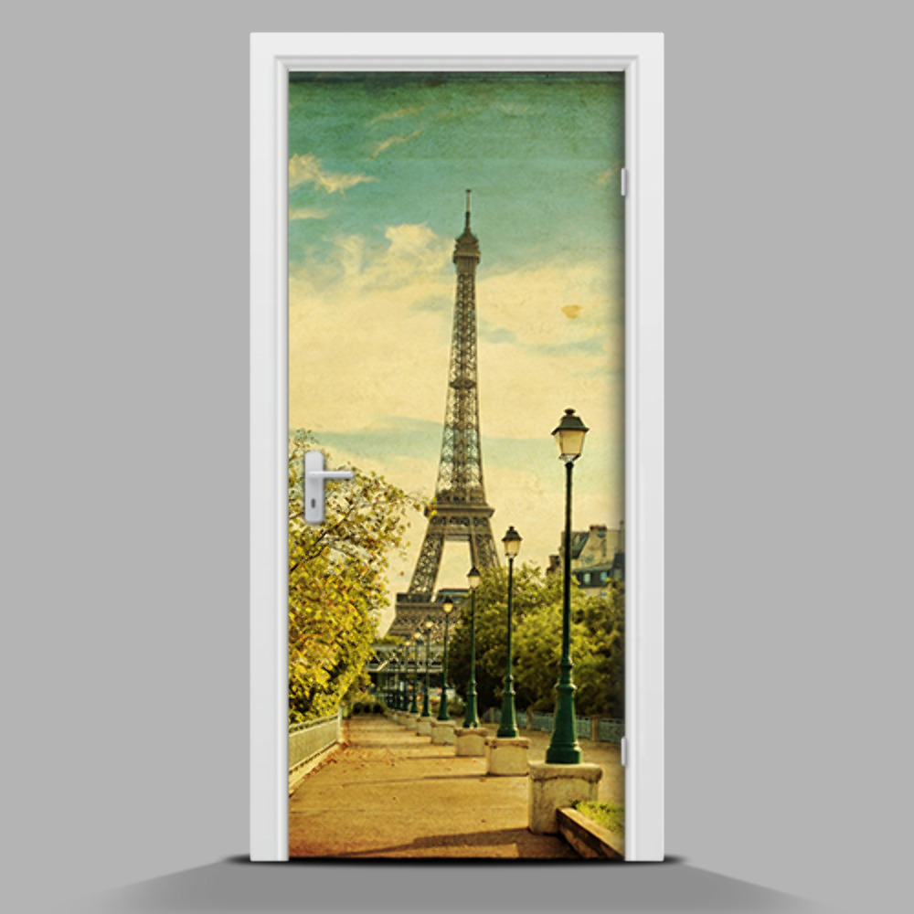 Ajtó tapéta Eiffel-torony retro