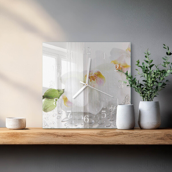 Szögletes fali üvegóra Orchidea