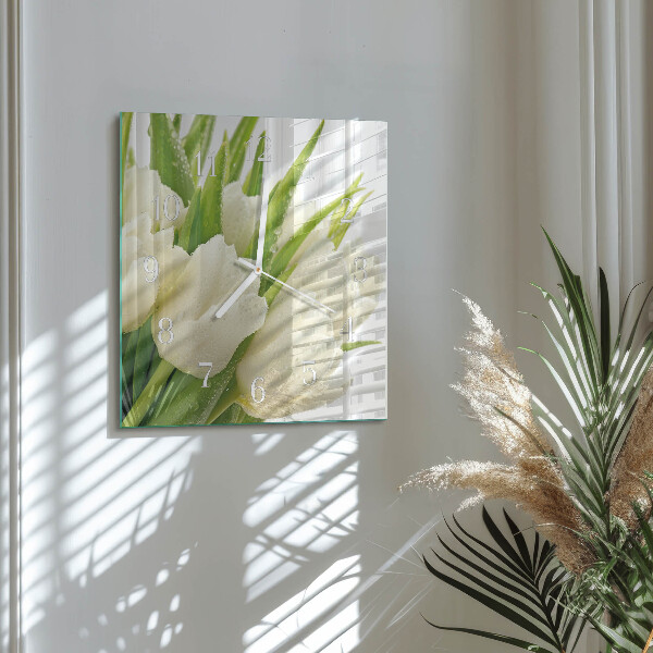 Szögletes fali üvegóra Tulipánok