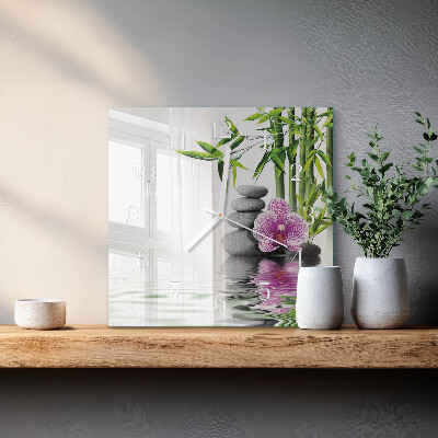 Szögletes fali üvegóra Orchidea kövek
