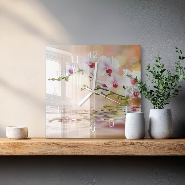 Szögletes fali üvegóra Orchidea