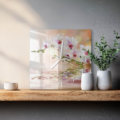 Szögletes fali üvegóra Orchidea