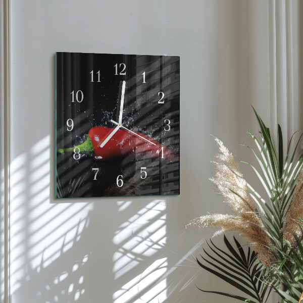 Szögletes fali üvegóra Chili paprika