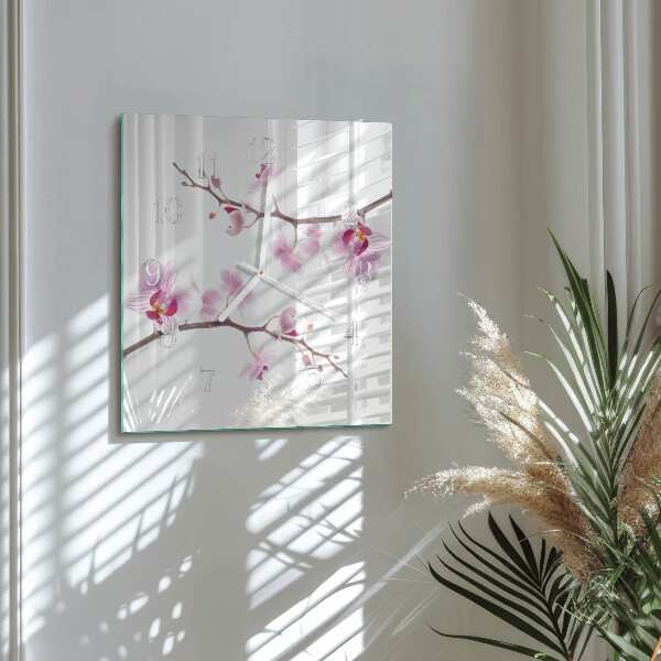 Szögletes fali üvegóra Orchidea