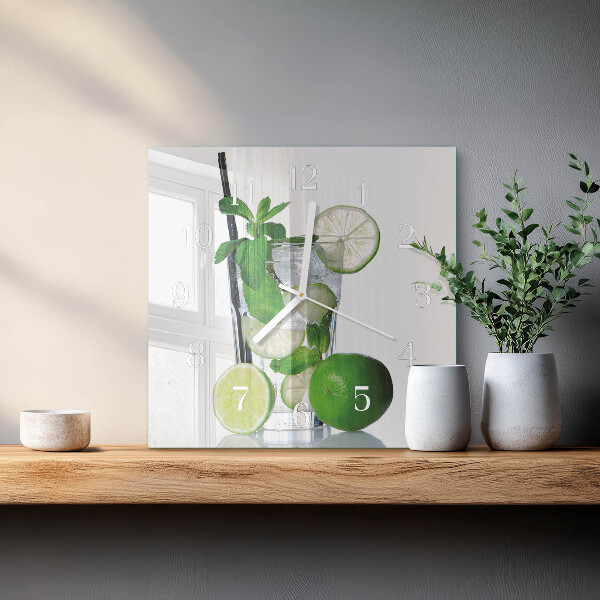 Szögletes fali üvegóra Lime és menta