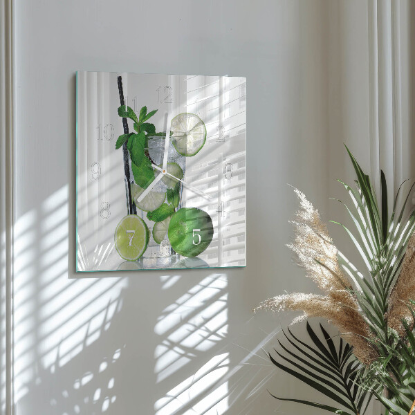 Szögletes fali üvegóra Lime és menta