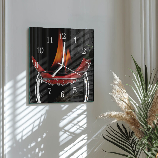 Szögletes fali üvegóra Chili tűz
