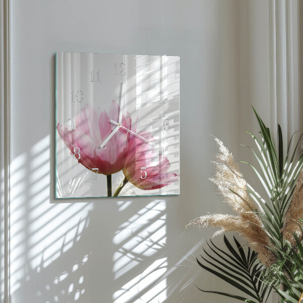 Szögletes fali üvegóra Tulipánok