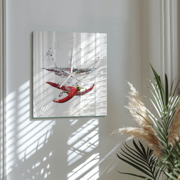 Szögletes fali üvegóra Chili paprika