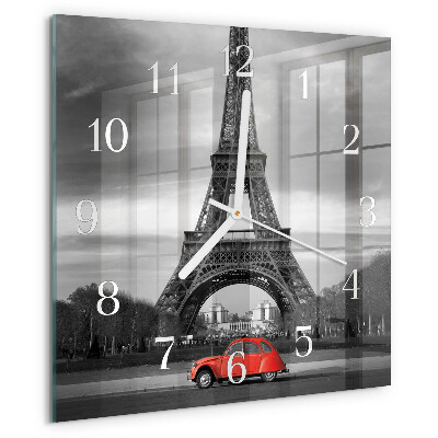 Szögletes fali üvegóra Eiffel-torony autó